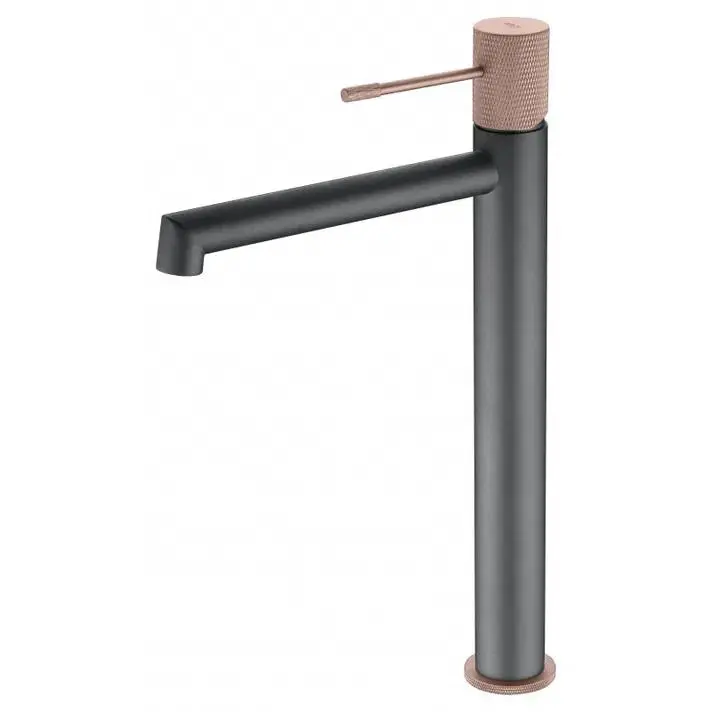 Mice - grifo monomando para lavabo de caño alto color gris champagne Mice Collection