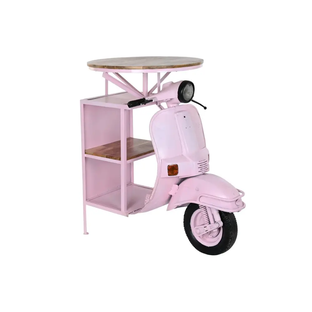 MESA HIERRO MANGO 116X72X110 MOTO ROSA PALO