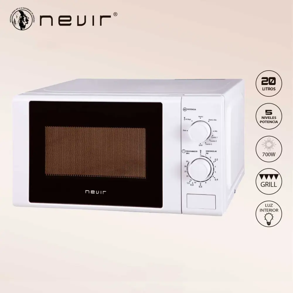 Ahorro de Energí Microondas con grill Nevir NVR-6201MG 1000W 20L blanco