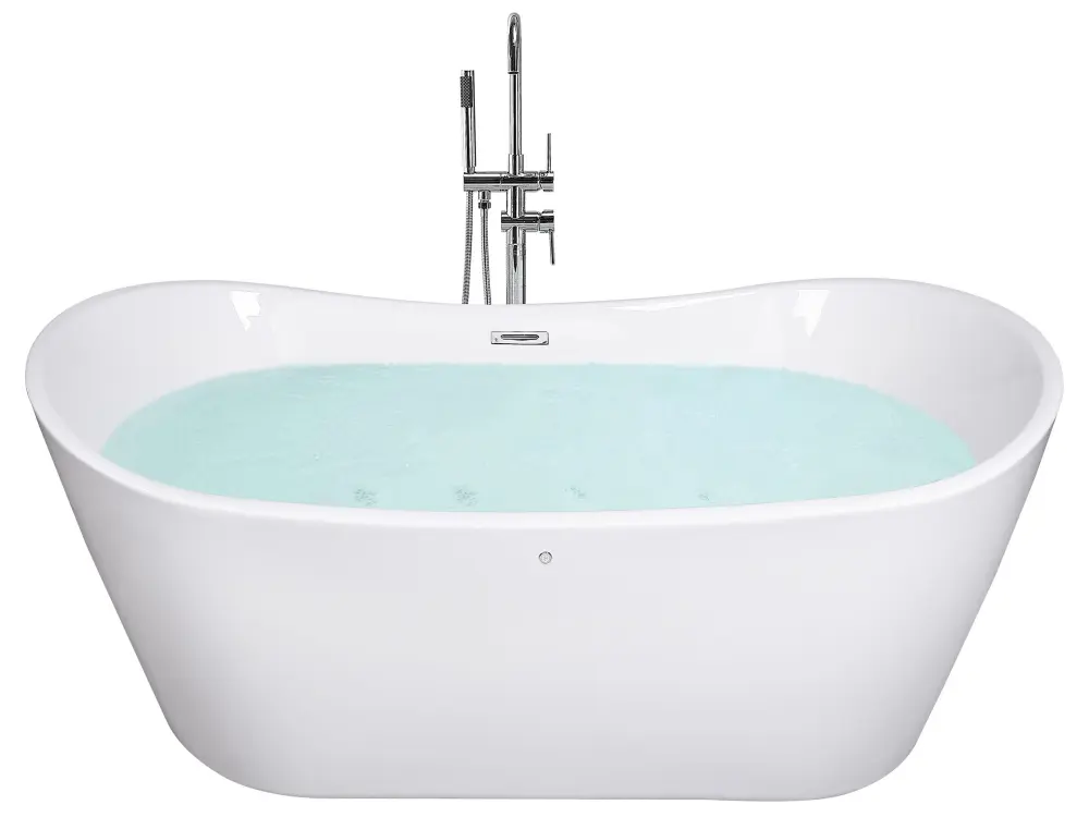 Freestanding Whirlpool Bath LED 1680 x 800 mm White ANTIGUA