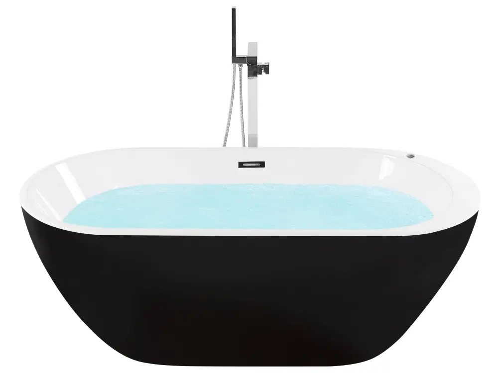Freestanding Whirlpool Bath LED 1700 x 800 mm Black NEVIS