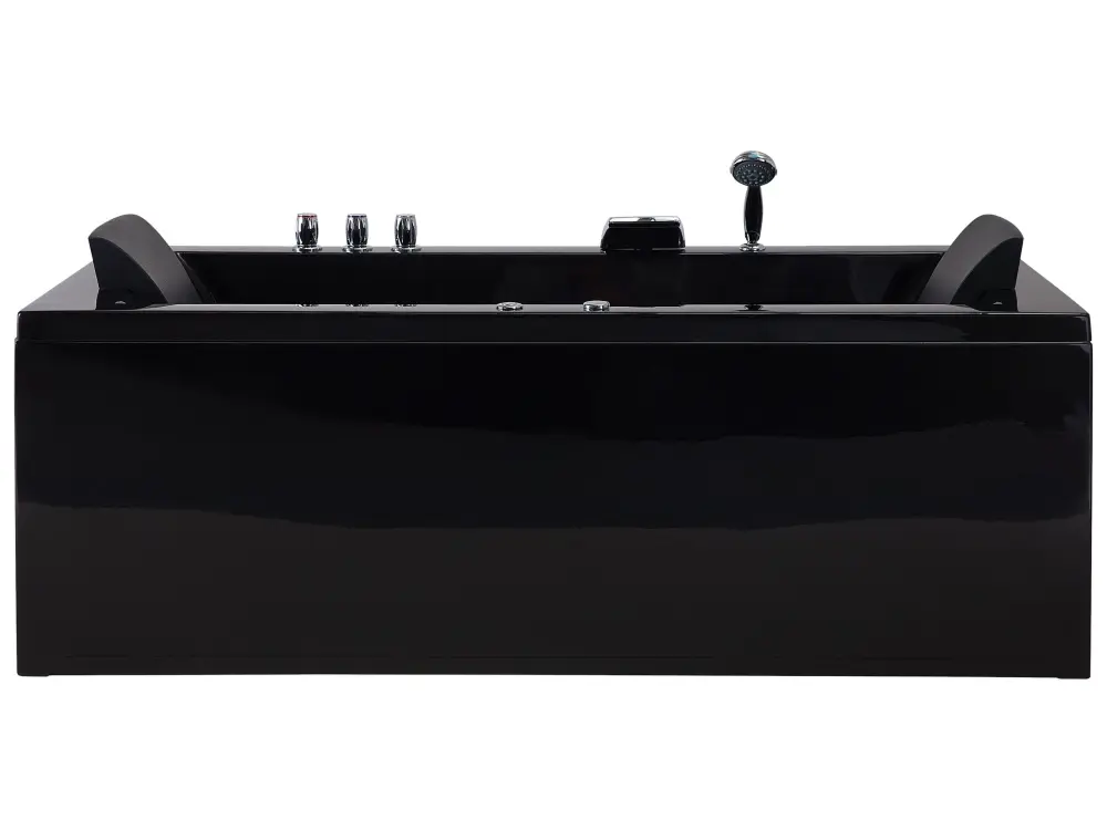 Left Hand Whirlpool Bath LED 1830 x 900 mm Black VARADERO
