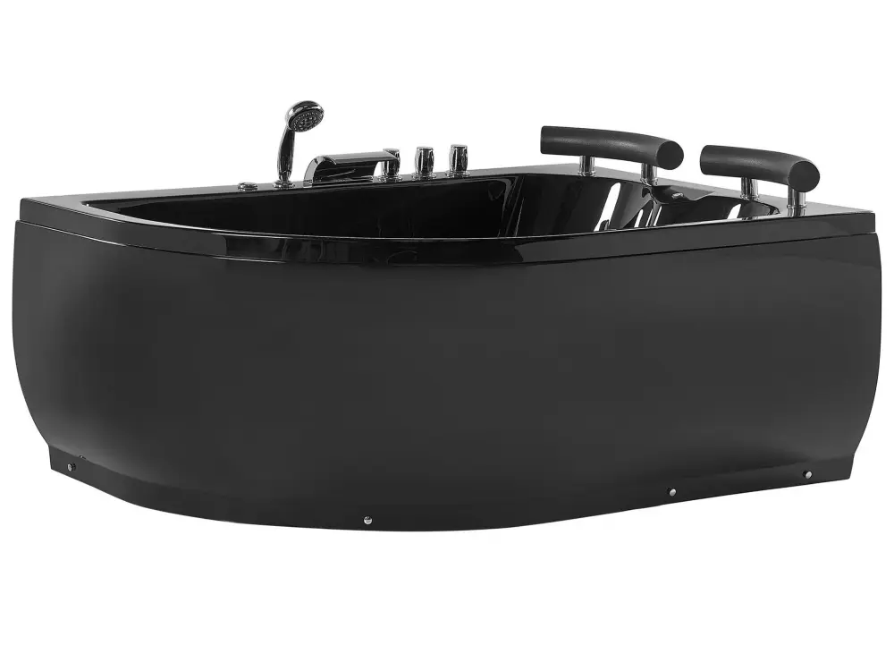 Left Hand Whirlpool Corner Bath LED 1580 x 1130 mm Black PARADISO