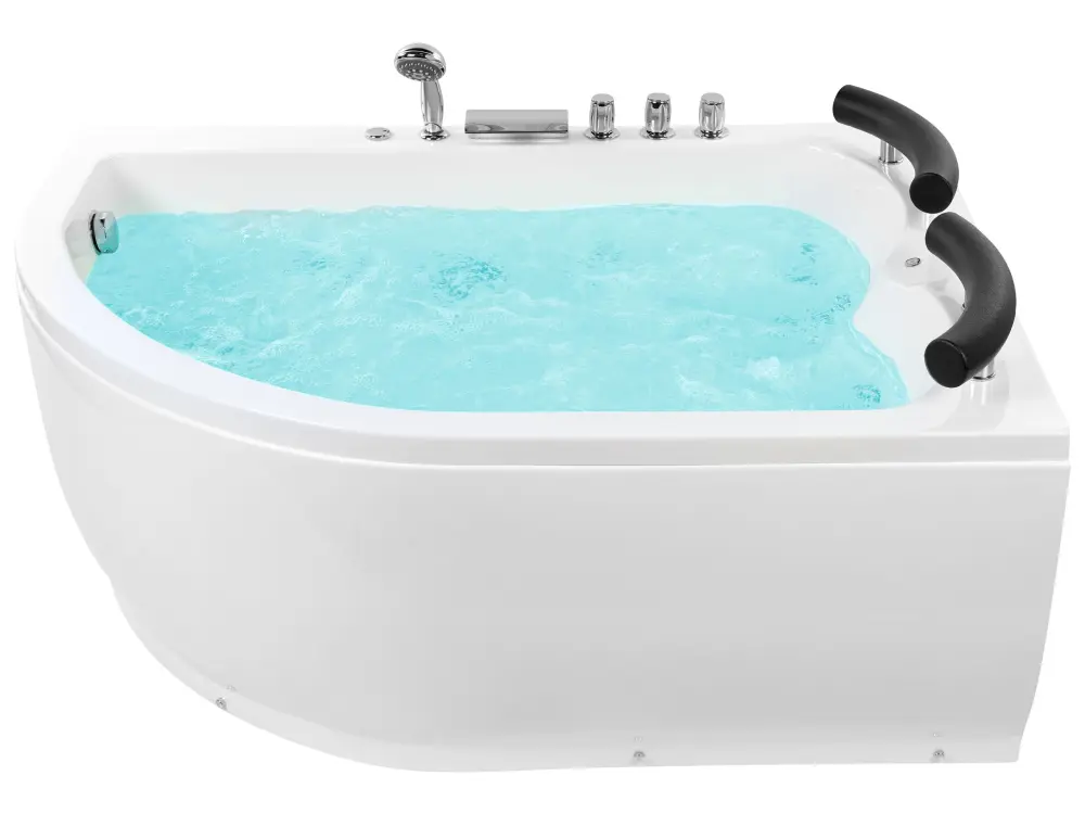 Left Hand Whirlpool Corner Bath LED 1580 x 1130 mm White PARADISO
