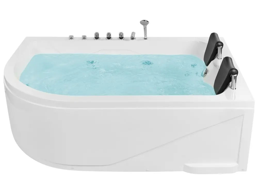 Left Hand Whirlpool Corner Bath LED 1800 x 1200 mm White CALAMA