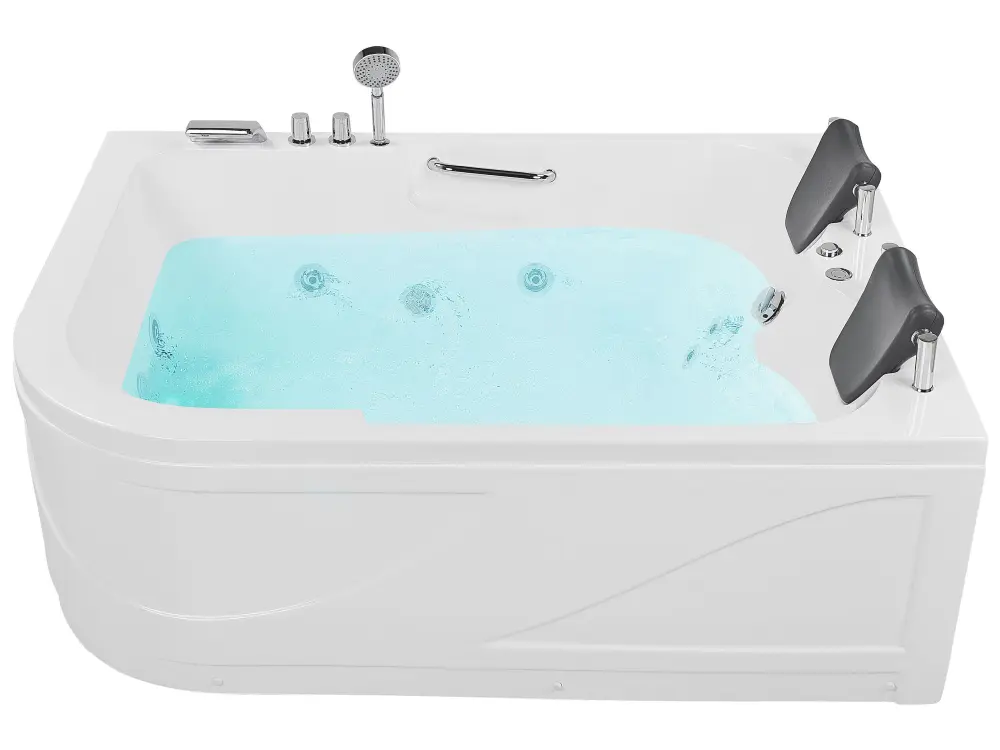 Left Hand Whirlpool Corner Bath LED 1700 x 1190 mm White BAYAMO