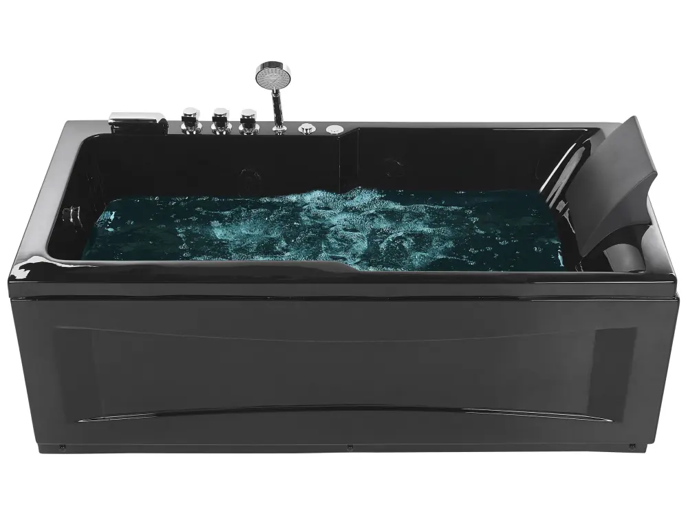 Right Hand Whirlpool Bath LED 1690 x 810 mm Black ARTEMISA
