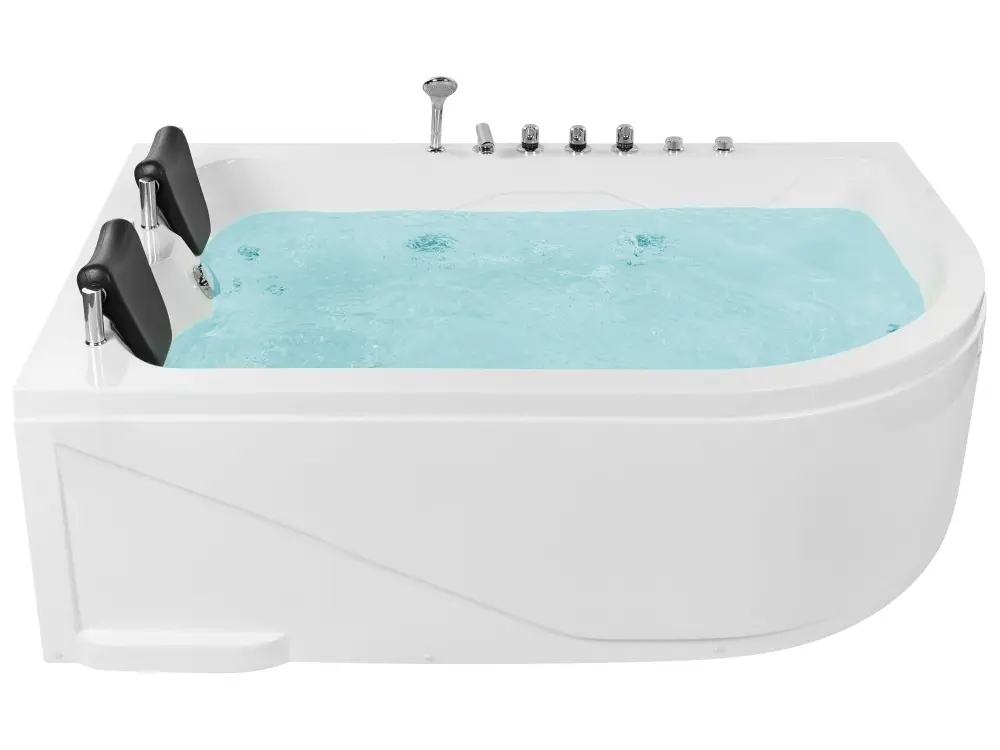 Right Hand Whirlpool Corner Bath LED 1800 x 1200 mm White CALAMA