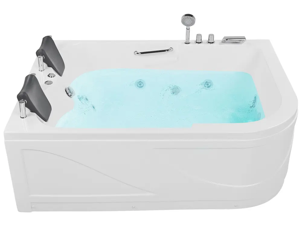 Right Hand Whirlpool Corner Bath LED 1700 x 1190 mm White BAYAMO