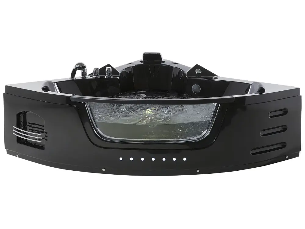 Whirlpool Corner Bath LED 2140 x 1550 mm Black MARTINICA
