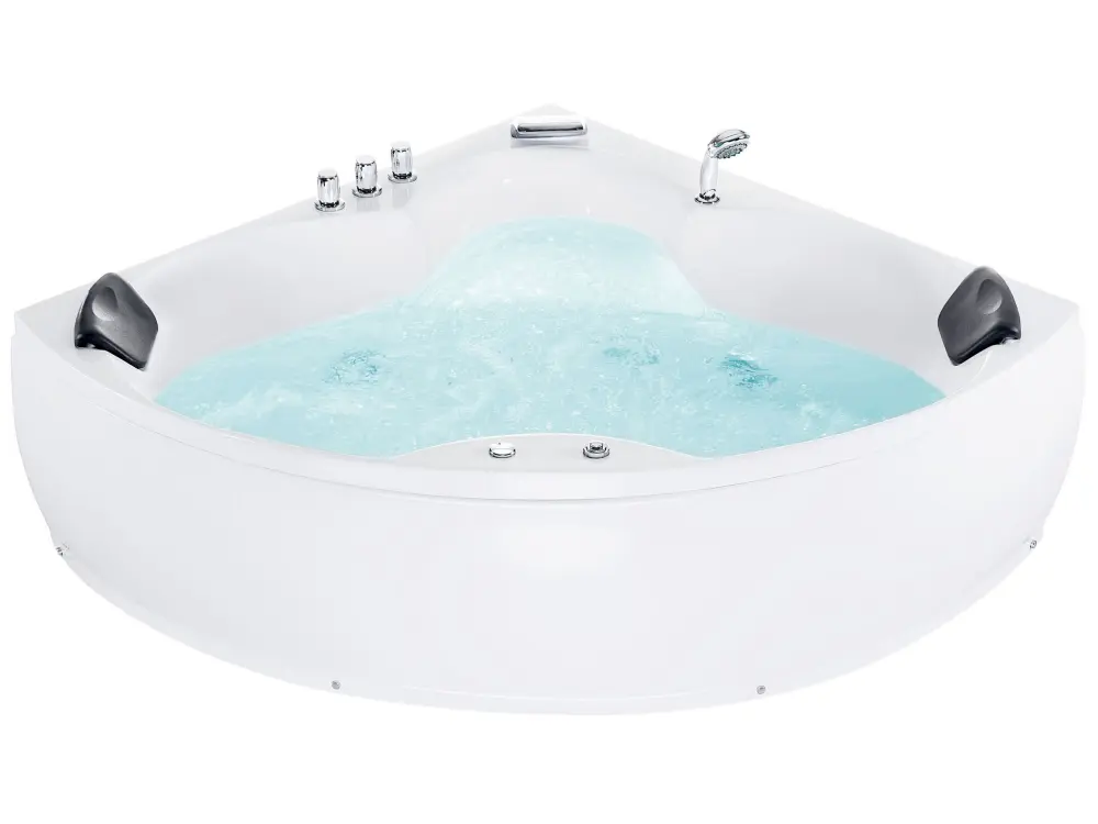 Whirlpool Corner Bath LED 2500 x 1500 mm White SENADO