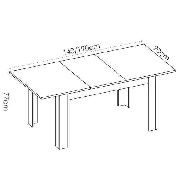 Mesa extensible Dine para comedor gris 77x140-190x90 cm