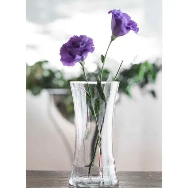 Jarrón de cristal 11 x 26 cm con Base de Madera
