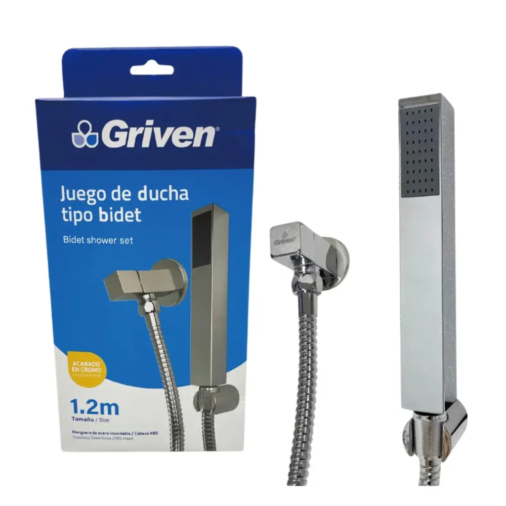 Estante de Ducha Juego de Ducha Tipo Bidet (Cabezal Rectangular) con acabado Satinado - ABS y Acero Inoxidable (1.20M)