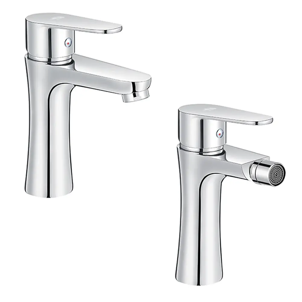 Resistente al Agua Juego de mezcladores para lavabo y bidé con desagües serie Elizabeth Cromo