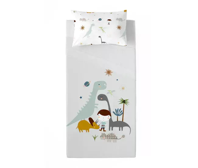 Fundas de almohada satinadas JUEGO DE SÁBANAS DINOS CAMA 90
