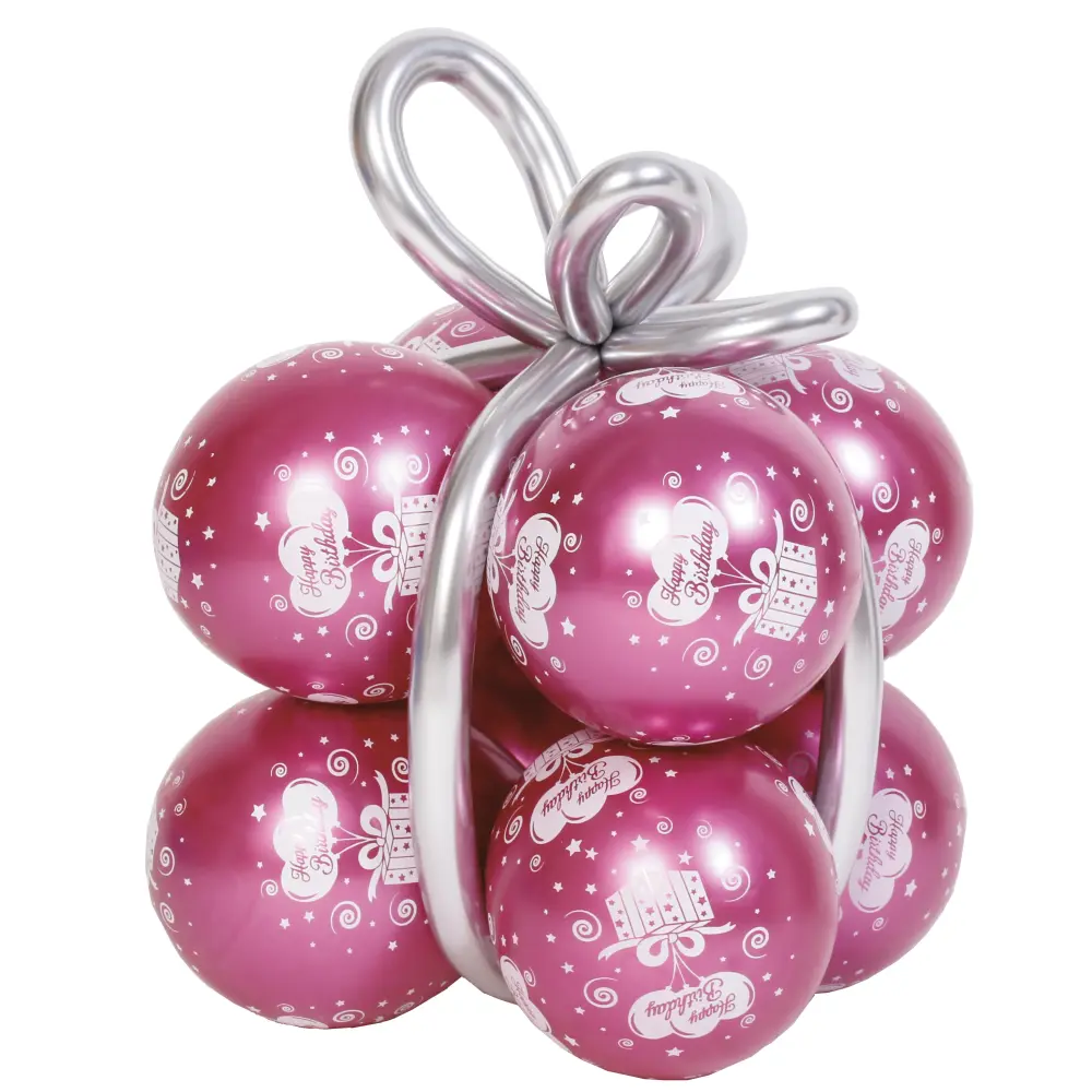 Juego de globos de regalo de cromo rosa Happy Birthday para Fiestas Familiares
