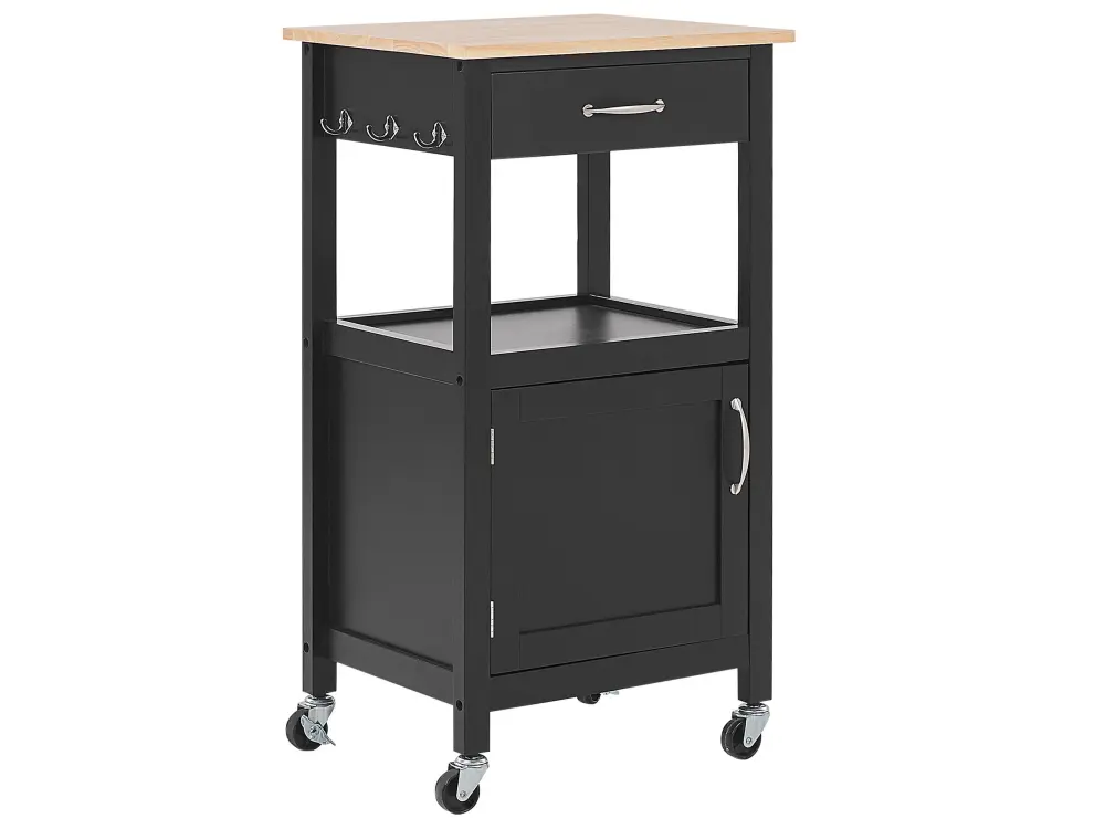 Kitchen Storage Trolley Black SIENA