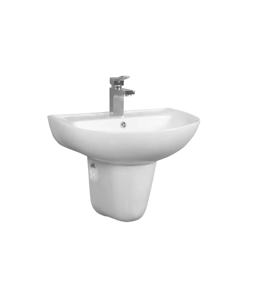 Lavabo con pedestal de porcelana blanca