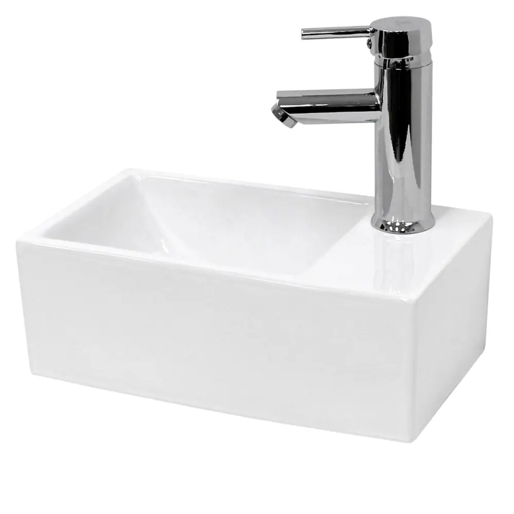 Lavabo cerámico cuadrado 350 x 205 x 125 mm blanco Ecd Germany