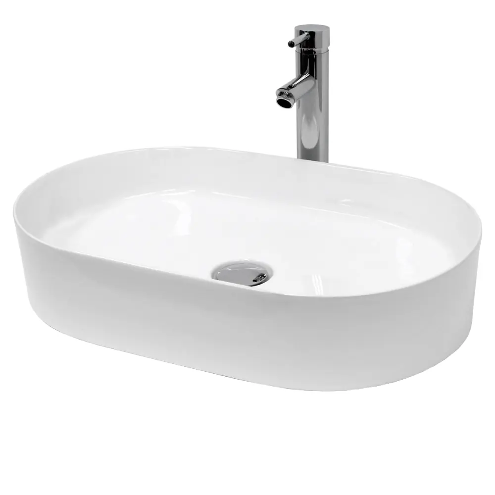 Lavabo cerámico ovalado 605 x 380 x 125 mm blanco Ecd Germany