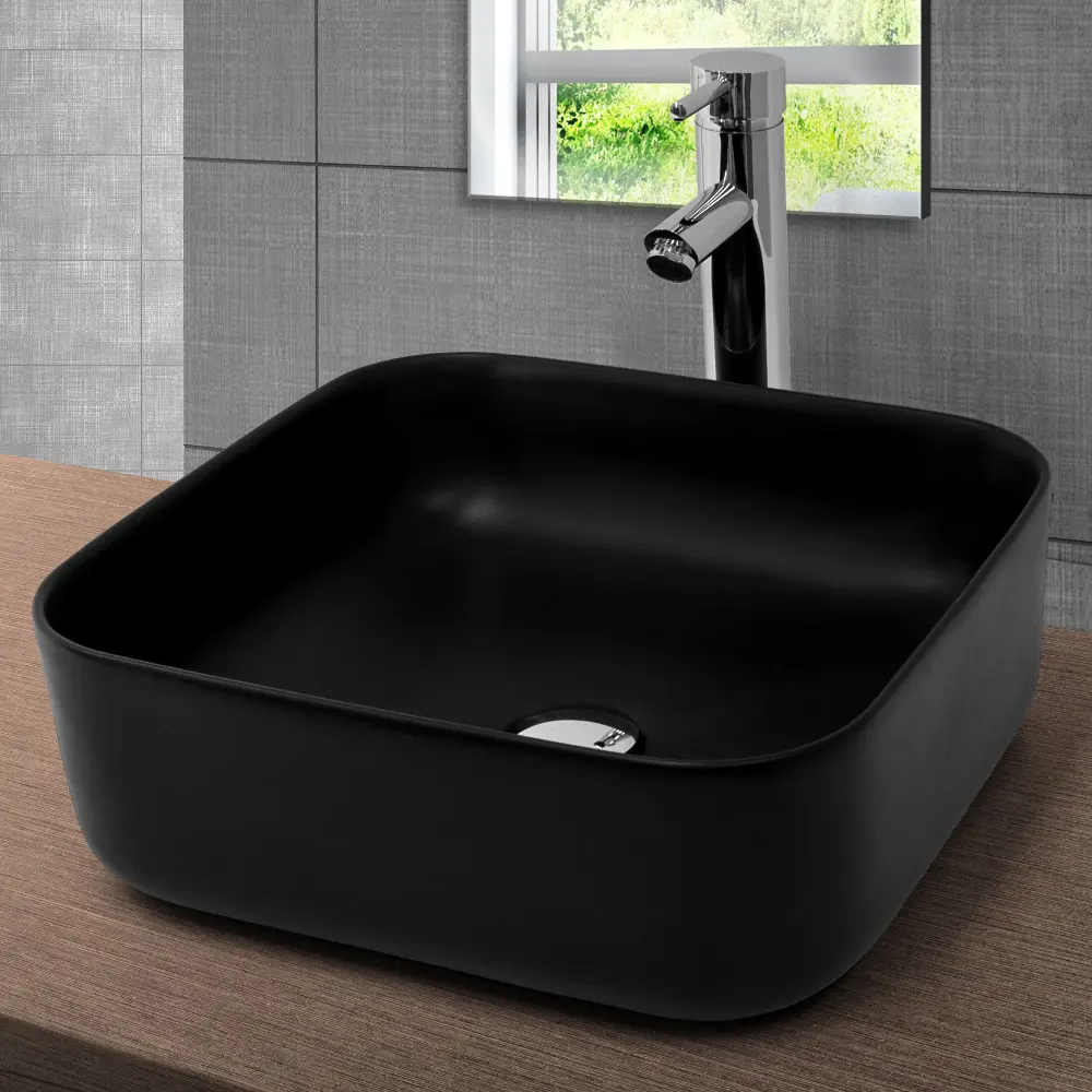 Lavabo 39,5x39,5x14 cm cerámica negra Ml-design