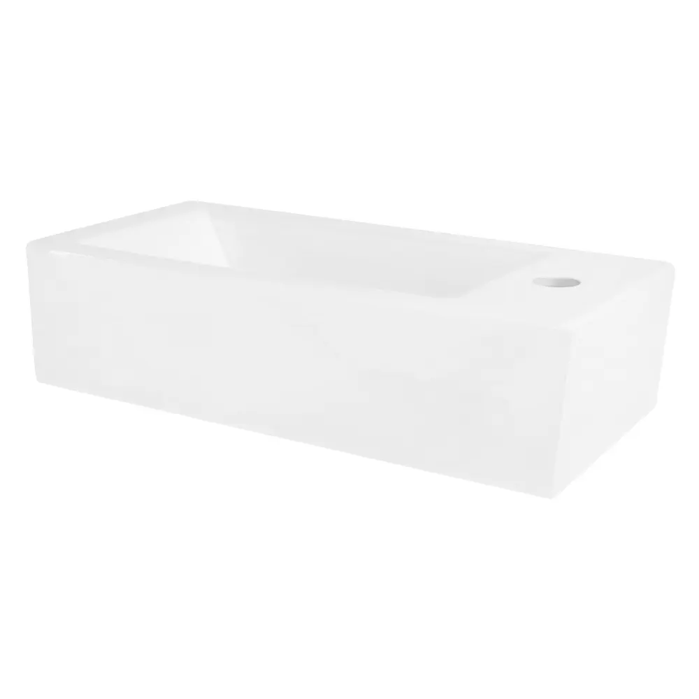 Lavabo ceramica 51x25x13 cm blanco angular, con desagüe Ml-design