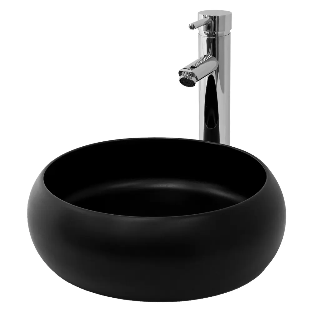 Lavabo con vaciado sin rebosadero ø35x30cm ceramica negra ecd germany Ml-design