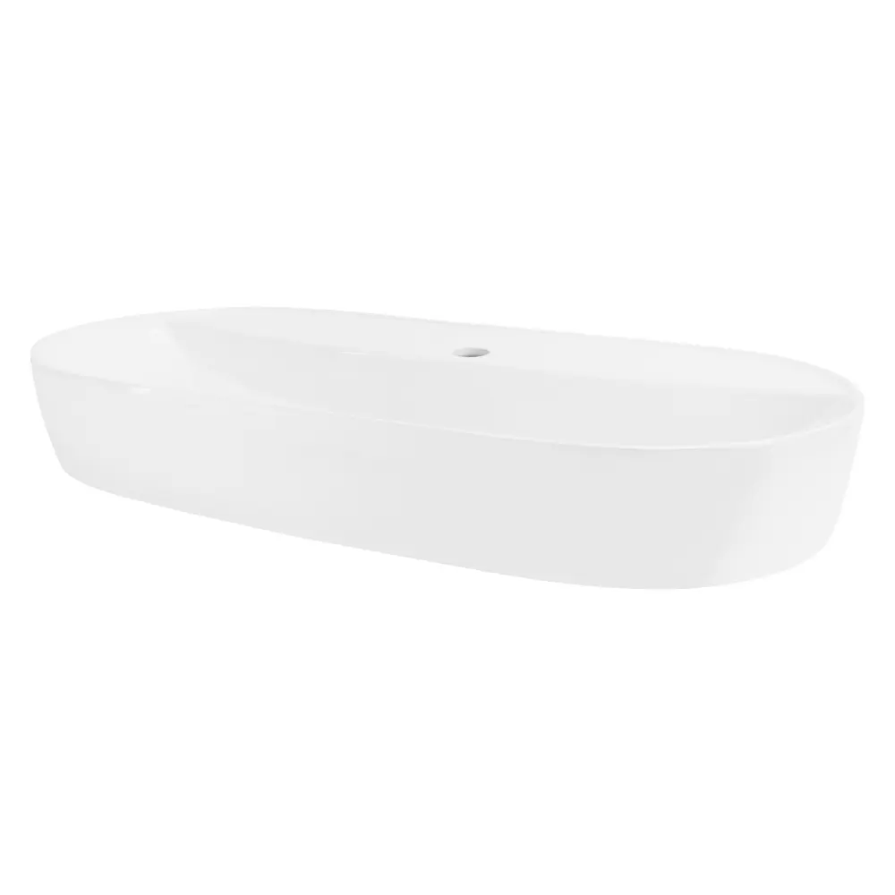 Lavabo forma oval 80x40x12 cm cerámica blanca Ml-design