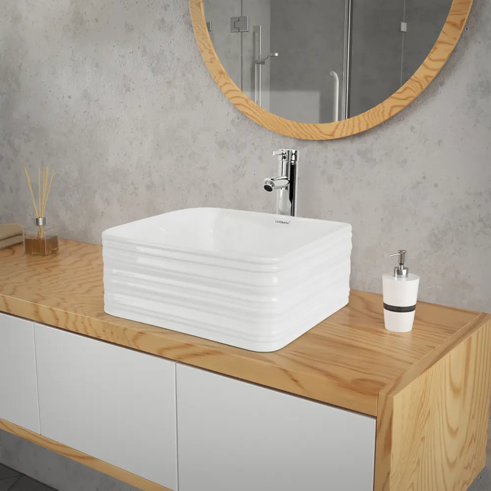 Lavabo incl. Desagüe sin rebosadero 39x39x15 cm ceramica blanca Ml-design