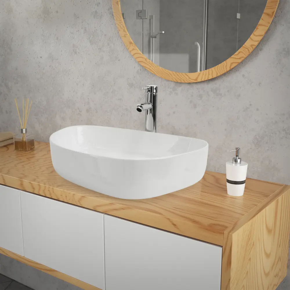 Lavabo incl. Desagüe sin rebosadero 55x42x14 cm cerámica blanca ml-design