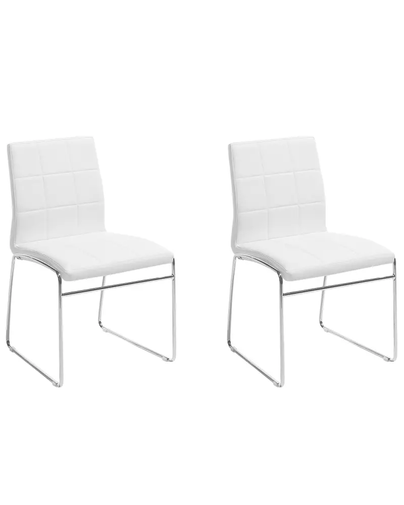 Faux Leather Set 2 Dining Chairs White KIRON