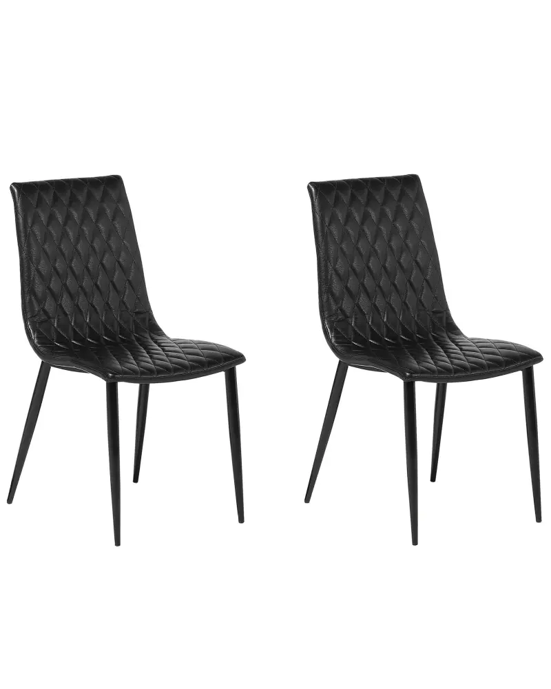 Set 2 Dining Chairs Faux Leather Black MONTANA