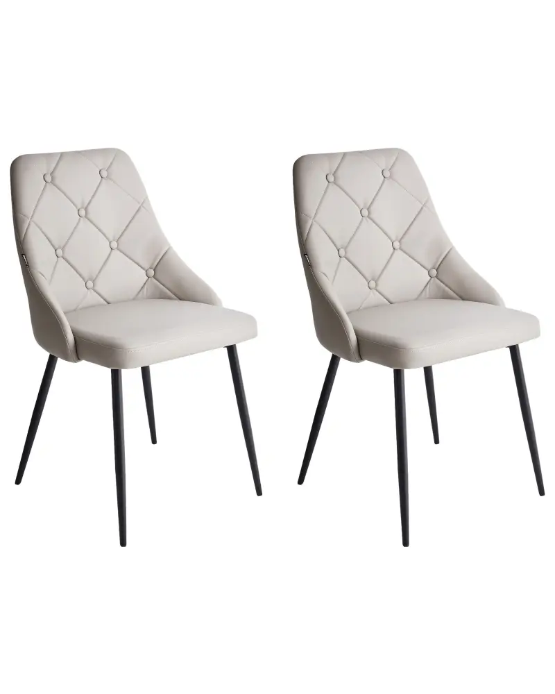 Set 2 Dining Chairs Faux Leather Grey VALERIE