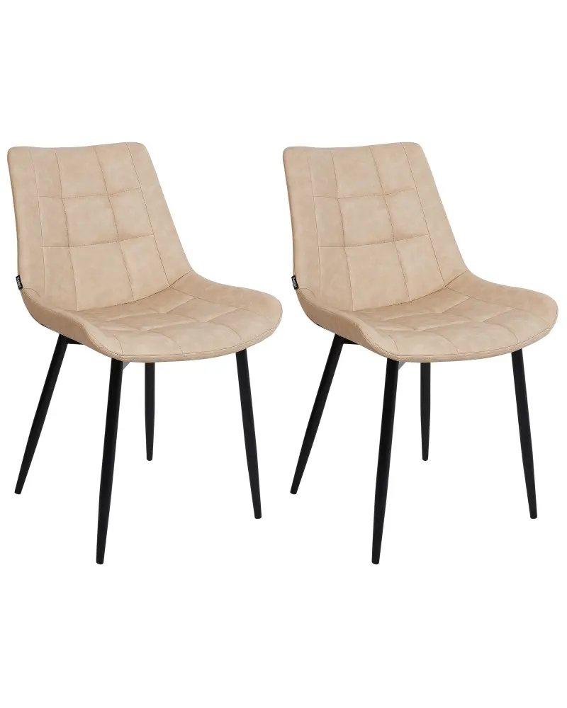 Set 2 Faux Leather Dining Chairs Beige MELROSE II
