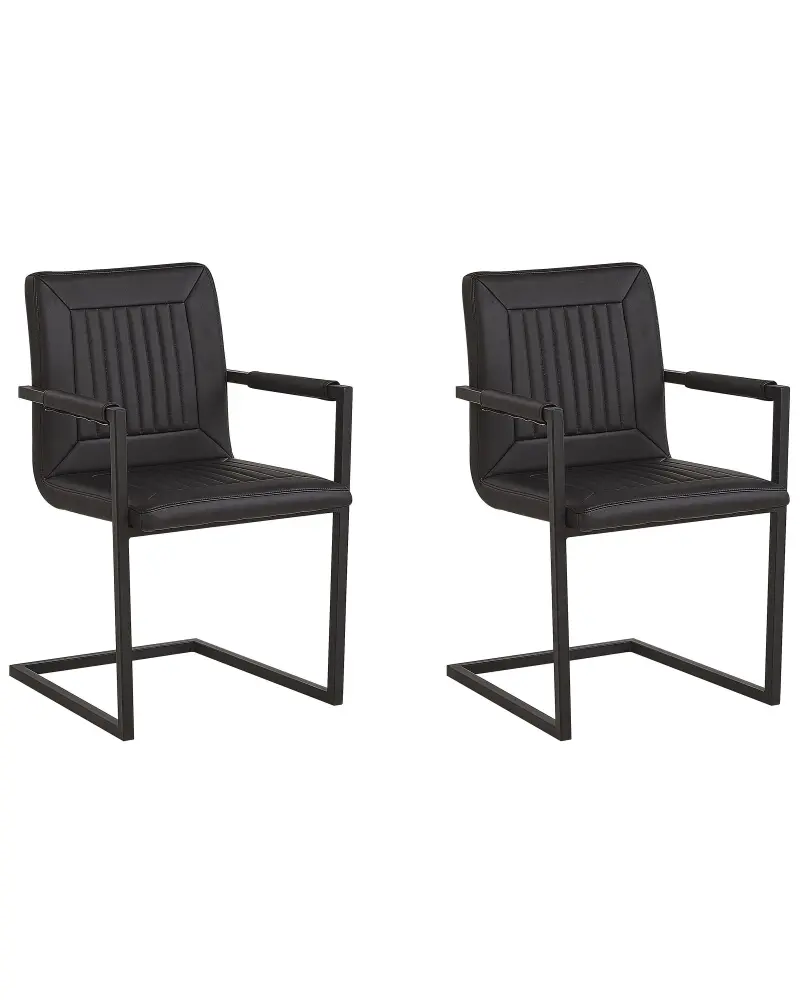 Set 2 Faux Leather Dining Chairs Black BRANDOL