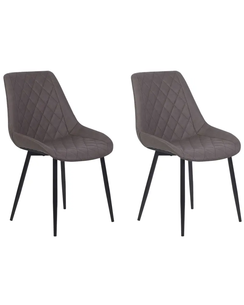 Set 2 Faux Leather Dining Chairs Brown MARIBEL