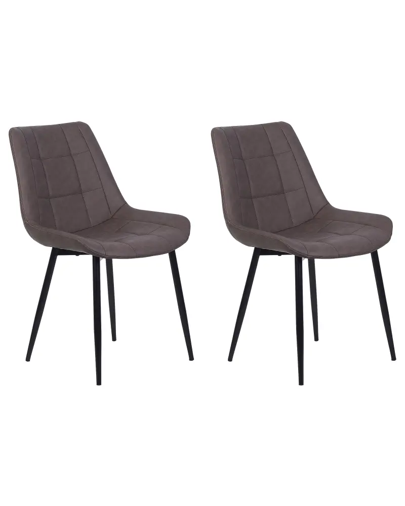 Set 2 Faux Leather Dining Chairs Brown MELROSE II