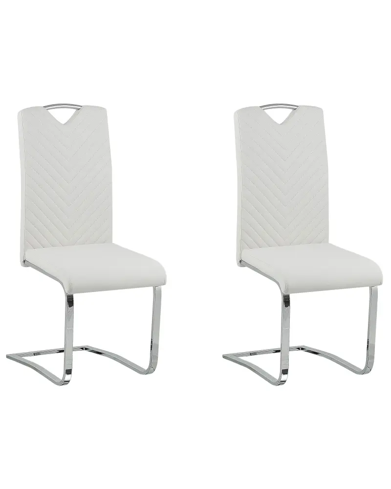 Set 2 Faux Leather Dining Chairs Off-White PICKNES