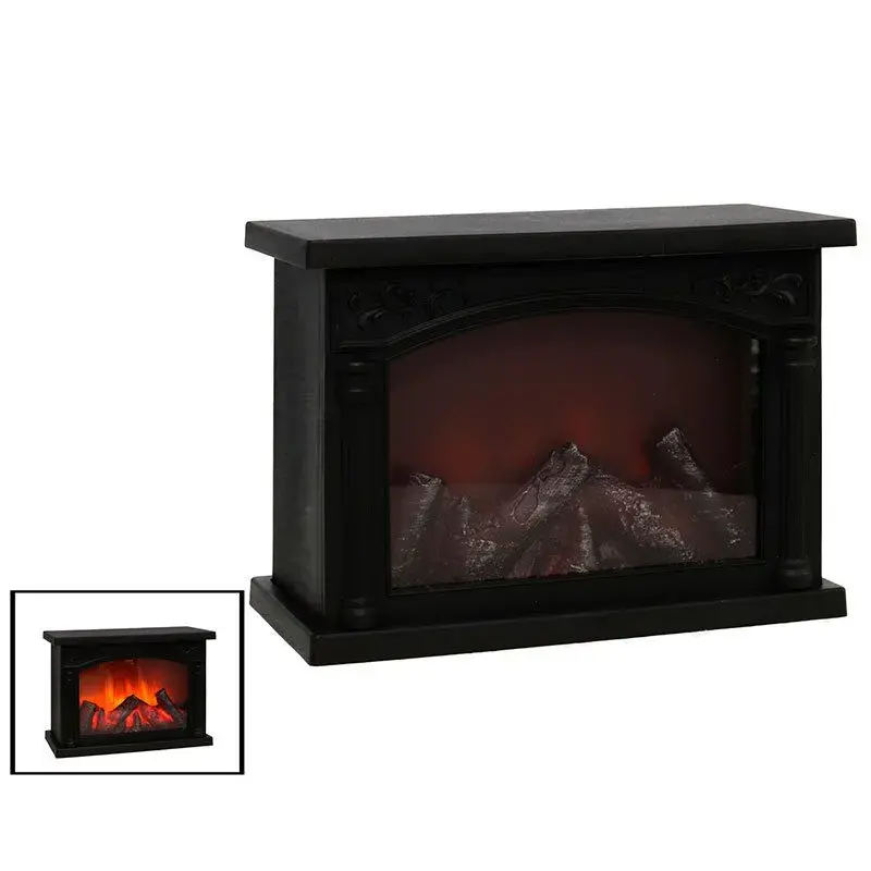 Alta Eficiencia Energética ++ Chimenea imitación leñ con luz LED negro 20x27,8x11,8 cm
