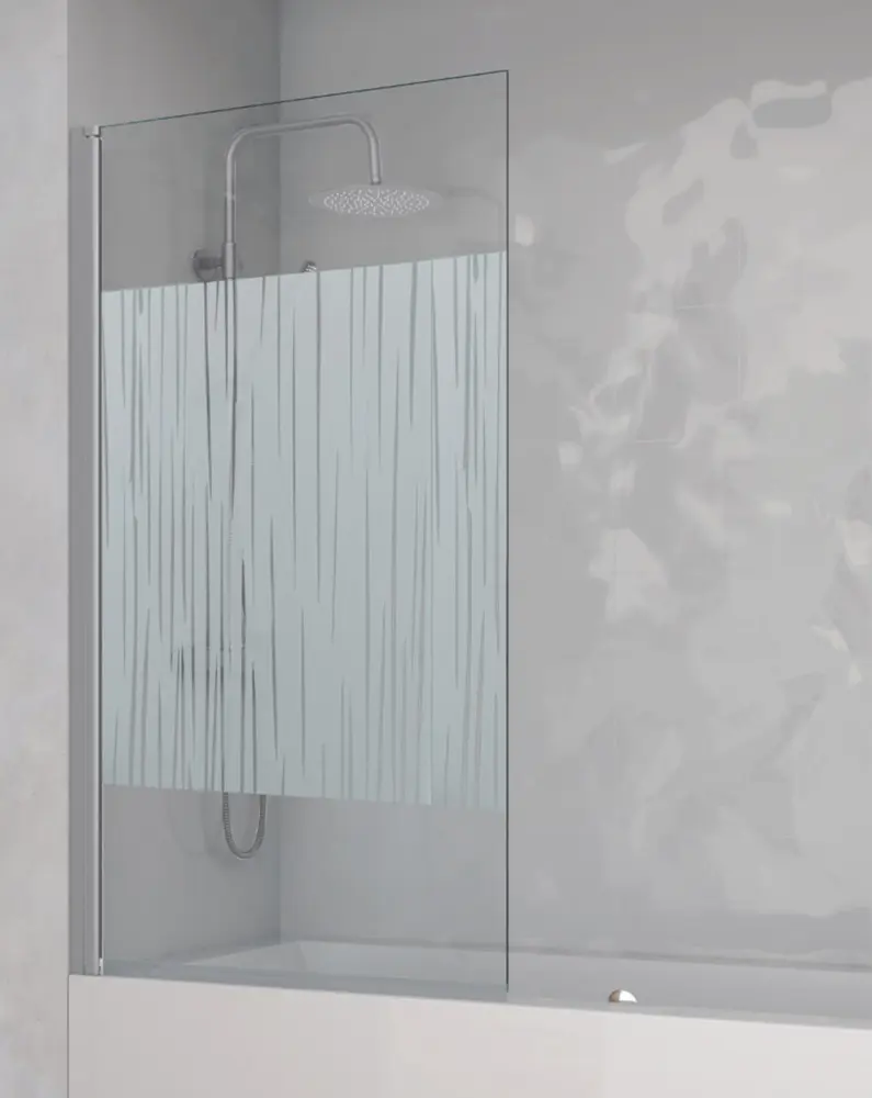 Mampara bañera abatible - vidrio 6mm 85x150cm - cromo serigrafí Baño Total