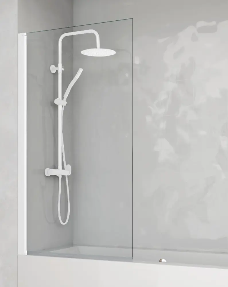 Mampara bañera abatible - vidrio 6mm 85x150cm - blanco transparente Baño Total