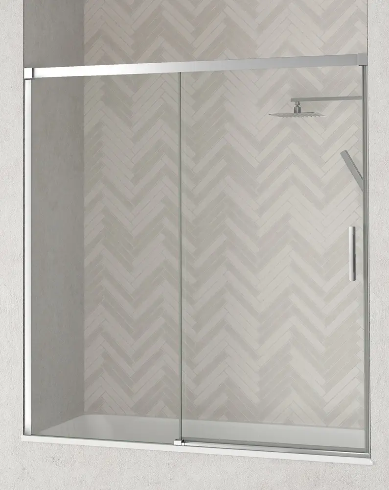 Mampara bañera de 1 fijo 1 puerta - cromo brillo 155cm Baño Total