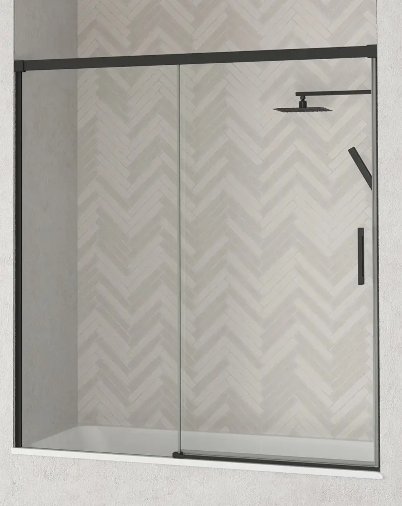 Mampara bañera de 1 fijo 1 puerta - negro mate 170cm Baño Total