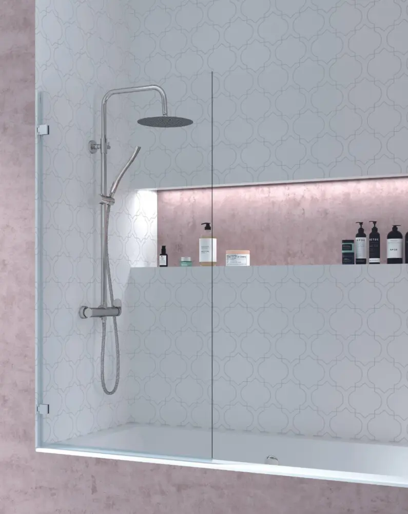 Mampara bañera frontal puerta abatible - transparente 85cm cromo brillo Baño Total