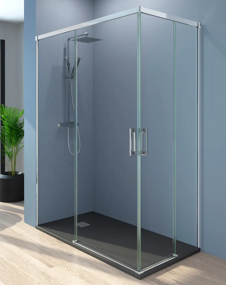 Mampara ducha rectangular frente 95 lateral 70cm transparente cromo Baño Total