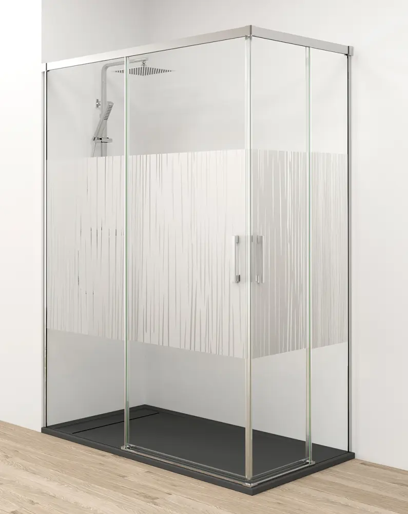 Mampara ducha rectangular frente 90 lateral 90cm serigrafí cromo Baño Total