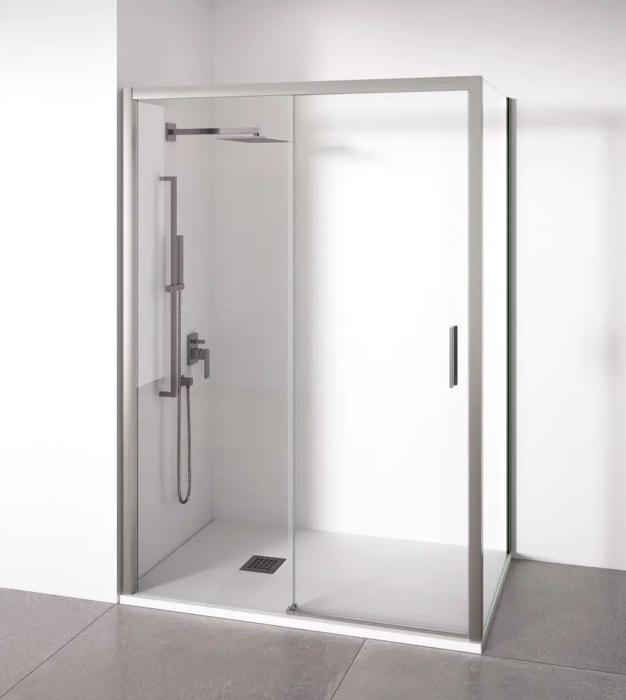 Mampara ducha angular-ancho adaptable 135-140x67-70cm-puerta derecha-plata BELLOBATH