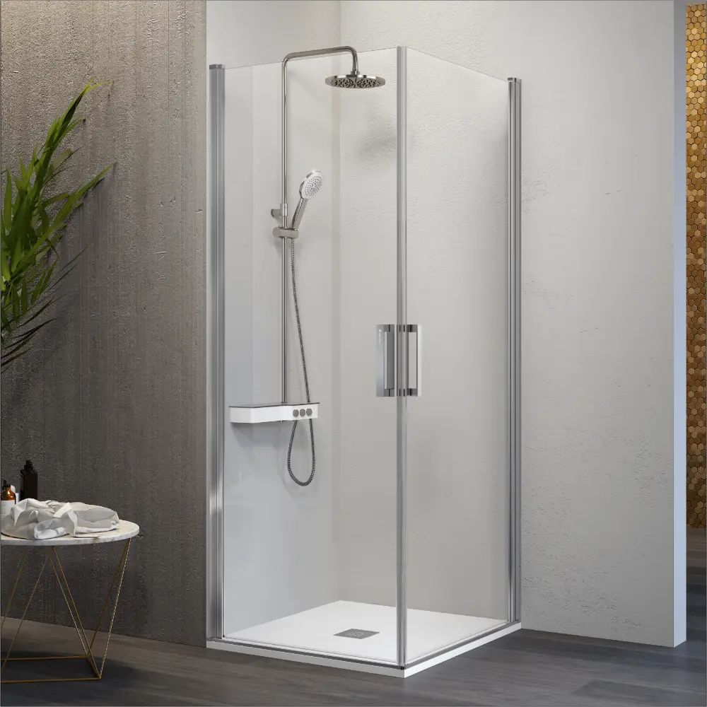 Angular de ducha 2 puertas abatibles 70 cm y 65 cm nardi Kassandra