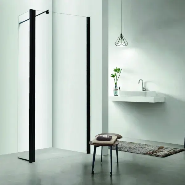 Mampara fija negro 80 cm y 45 cm 2 hojas